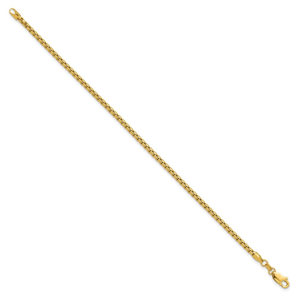 14k Yellow Gold 8 inch 2.45mm Semi-Solid Round Box Bracelet