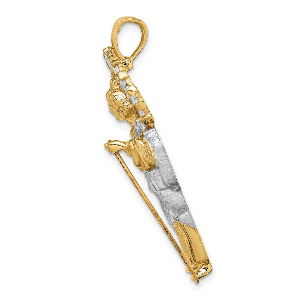 14k Yellow Gold w/ Rhodium Cubic Zirconia D/C Polished St. Jude Pendant