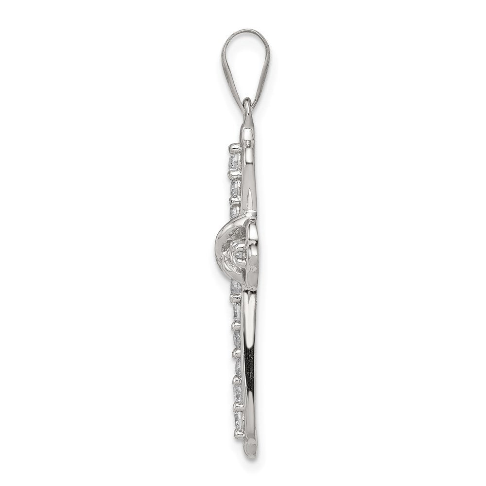 Sterling Silver Rhodium-plated Cubic Zirconia Cross Pendant