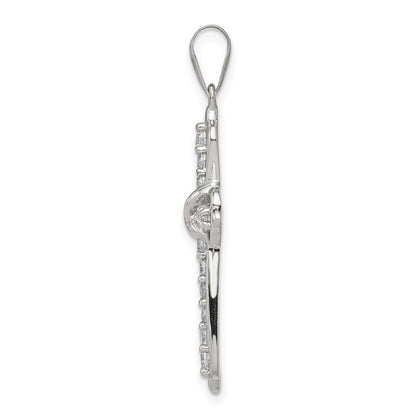 Sterling Silver Rhodium-plated Cubic Zirconia Cross Pendant