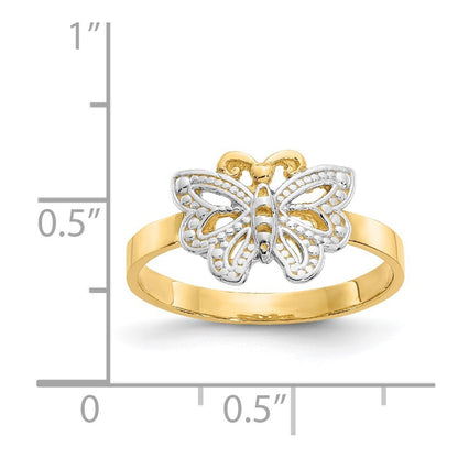 14K Yellow Gold w/Rhodium Butterfly Ring