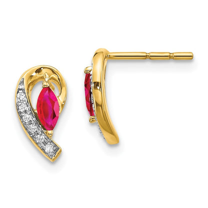 14k Yellow Gold Diamond and Ruby Earrings
