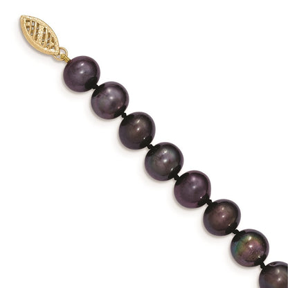 14k Yellow Gold 8-9mm Black Freshwater Cultured Pearl 20 inch Necklace