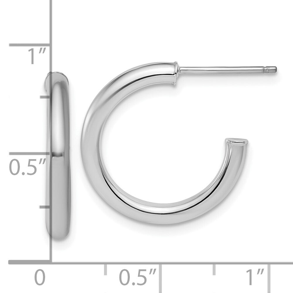 14k White Gold Polished 2.5 x 20mm Tube C-Hoop Earrings Gift for Women