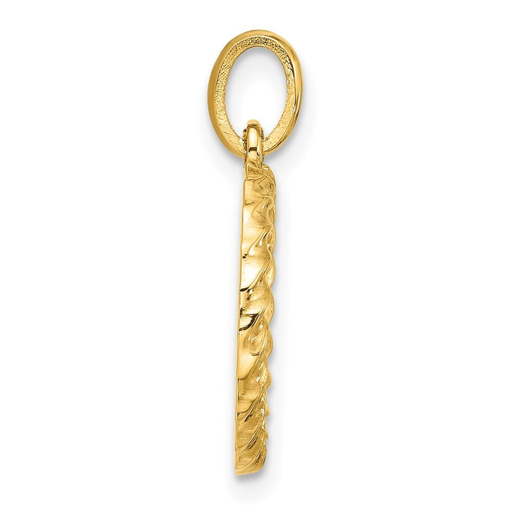 14k Yellow Gold Fancy Twist Letter O Pendant for Women
