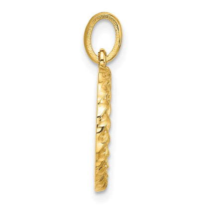 14k Yellow Gold Fancy Twist Letter O Pendant for Women