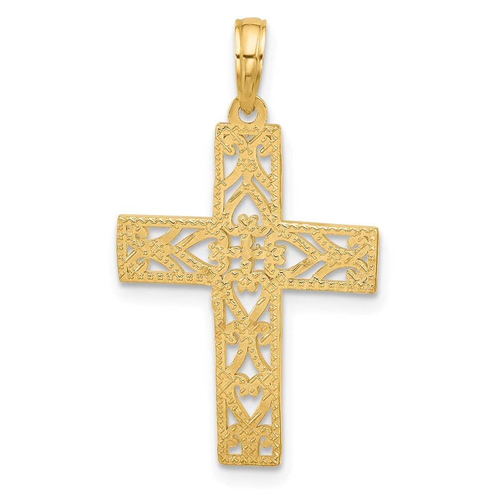 14k Yellow Gold Fancy Cross Charm