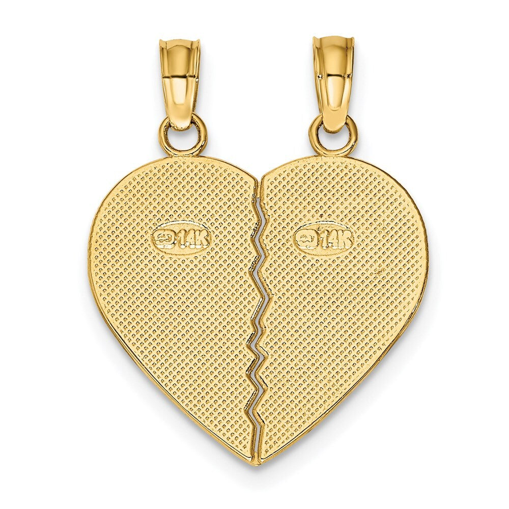 14k Yellow Gold BEST FRIENDS Break-a-part Heart Charm Pendant for Women