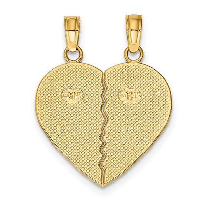 14k Yellow Gold BEST FRIENDS Break-a-part Heart Charm Pendant for Women
