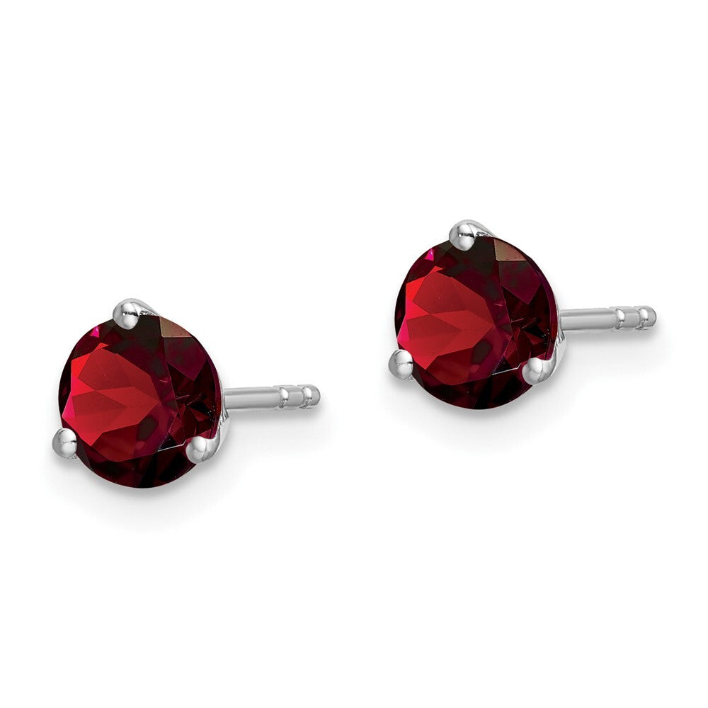 14k White Gold Round Garnet Stud Earrings Gift for Women