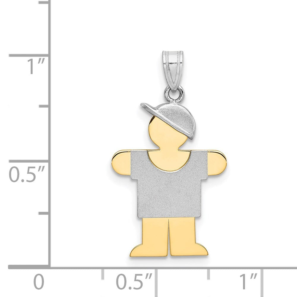 14k Two-tone Gold Small Boy  Hat on Right Engravable Charm Pendant