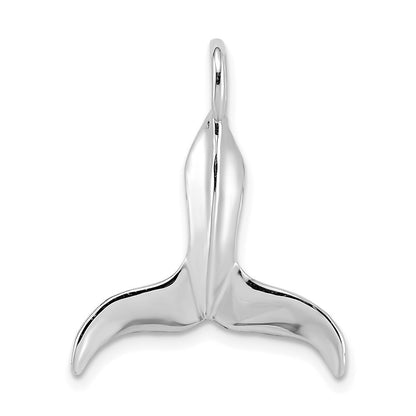 14k White Gold 3-D Polished Whale Tail Charm Pendant for Women