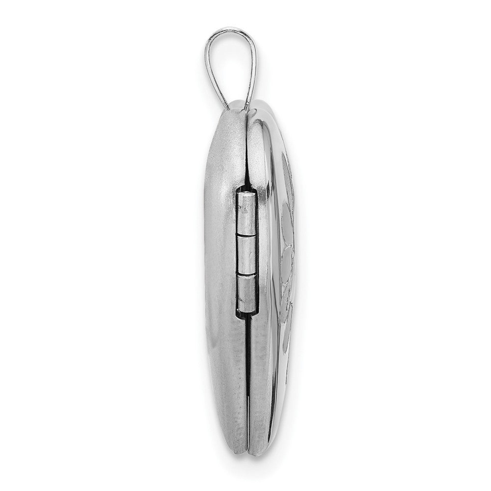 Sterling Silver RH-plate Polished Satin Epoxy 20mm Butterfly Heart Locket