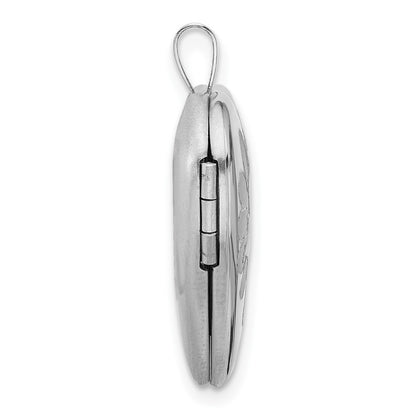 Sterling Silver RH-plate Polished Satin Epoxy 20mm Butterfly Heart Locket