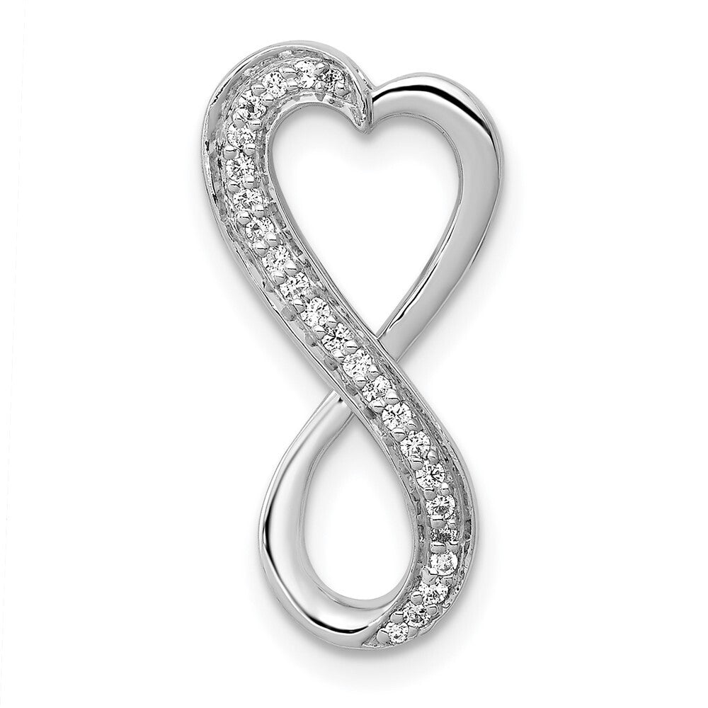 14k White Gold Diamond Freeform Heart Infinity Chain Slide Pendant for Women