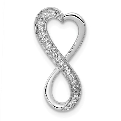 14k White Gold Diamond Freeform Heart Infinity Chain Slide Pendant for Women