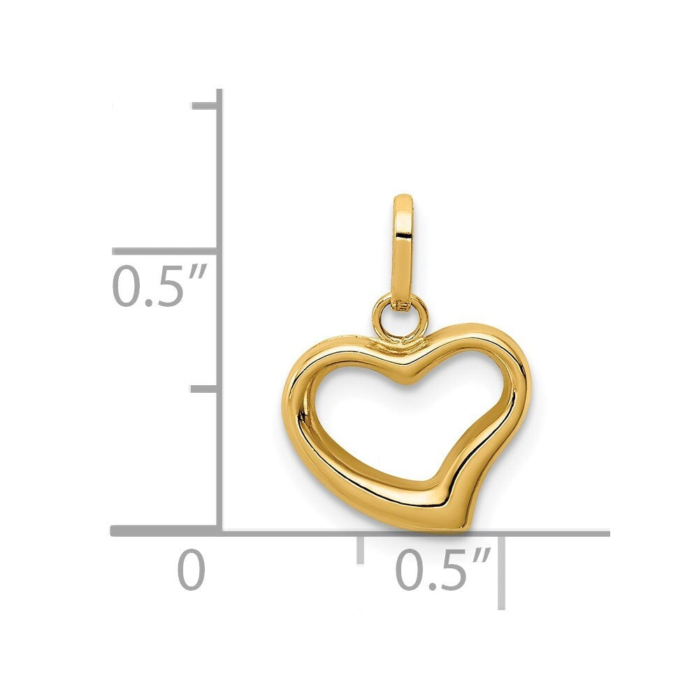 14k Yellow Gold Polished Cut-out Puffed Heart Charm Pendant for Women