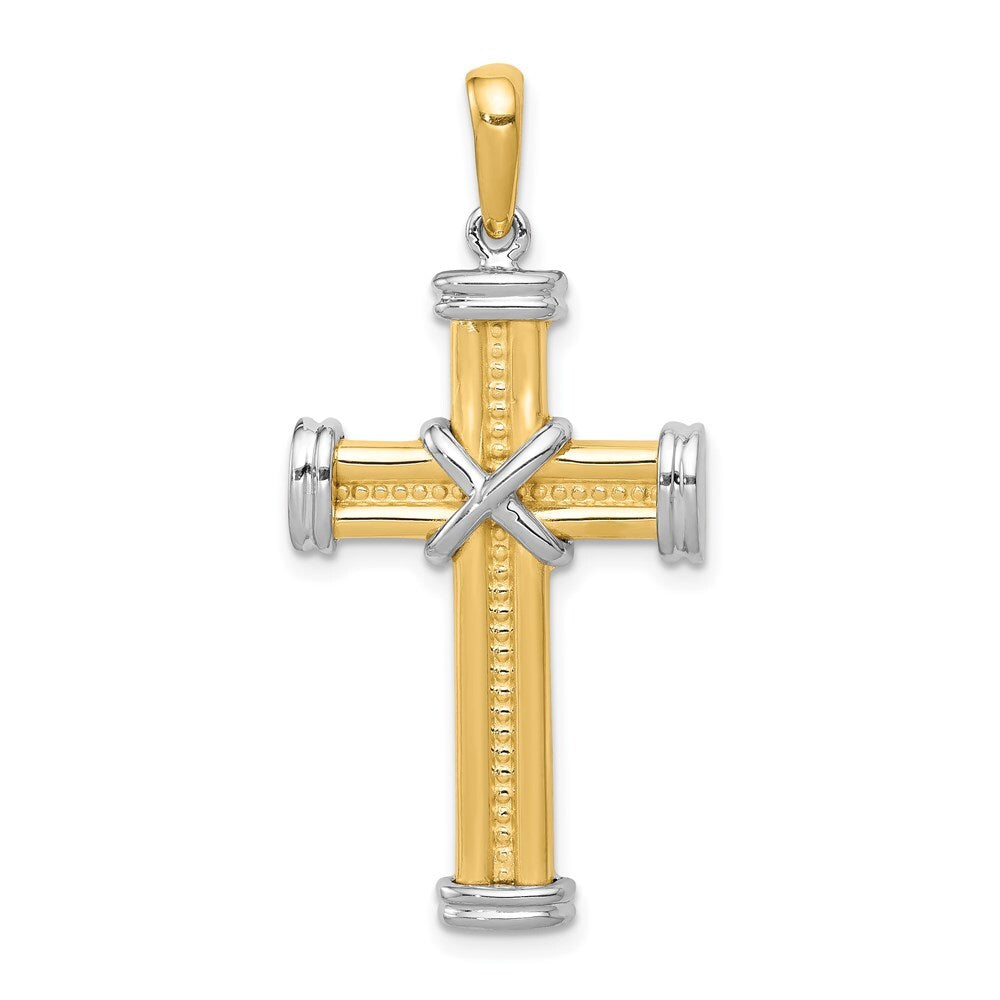 14k Two-tone Gold Fancy Cross Pendant for Women