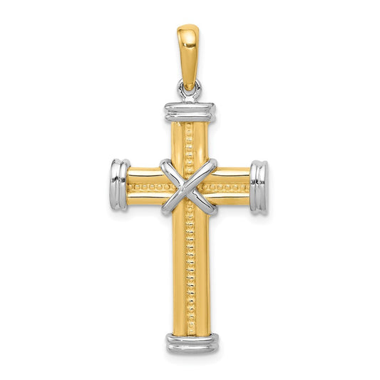 14k Two-tone Gold Fancy Cross Pendant for Women