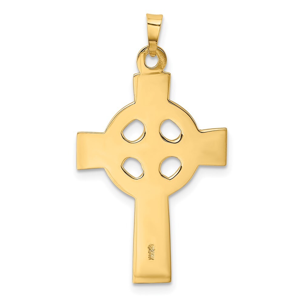 14k Yellow Gold Celtic Cross Charm Pendant for Women