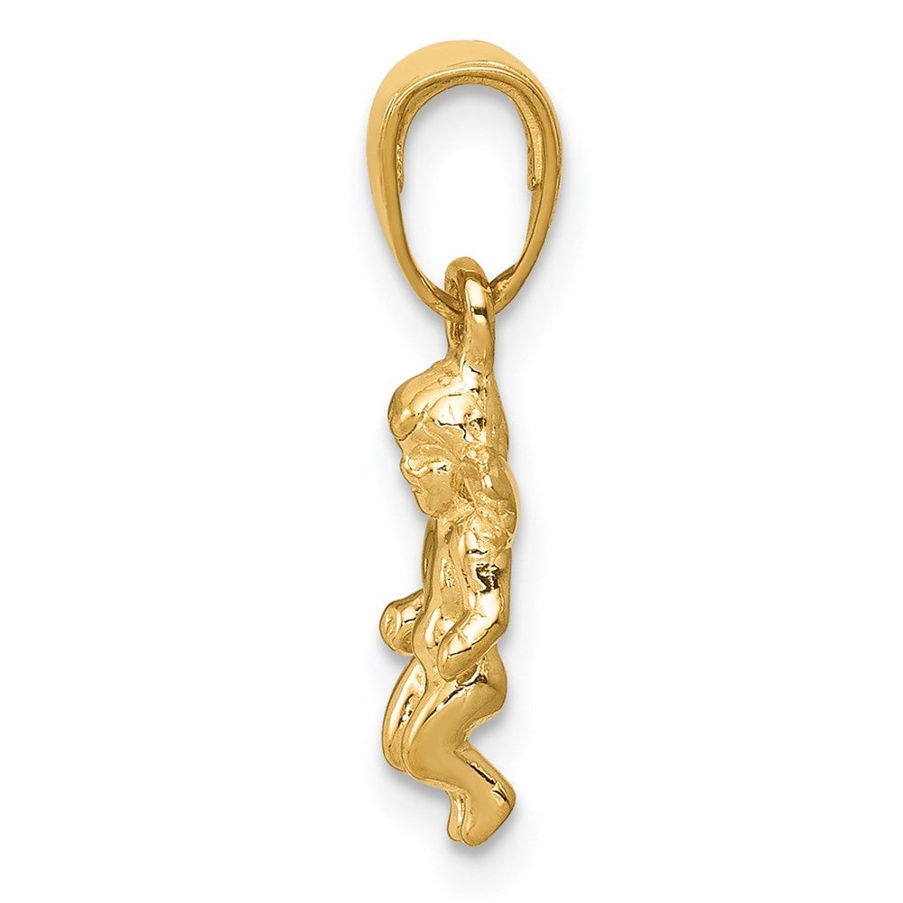 14k Yellow Gold  3D Small Guardian Angel Pendant