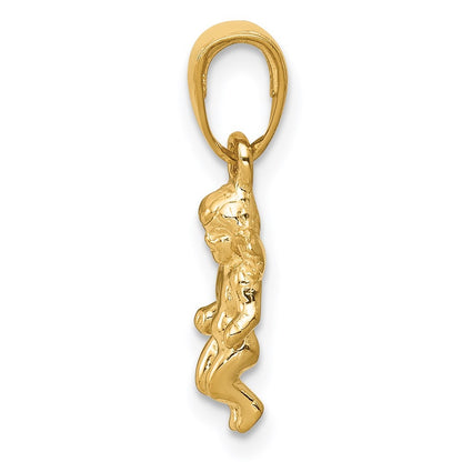 14k Yellow Gold  3D Small Guardian Angel Pendant