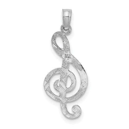 14k White Gold Treble Clef Charm Pendant for Women