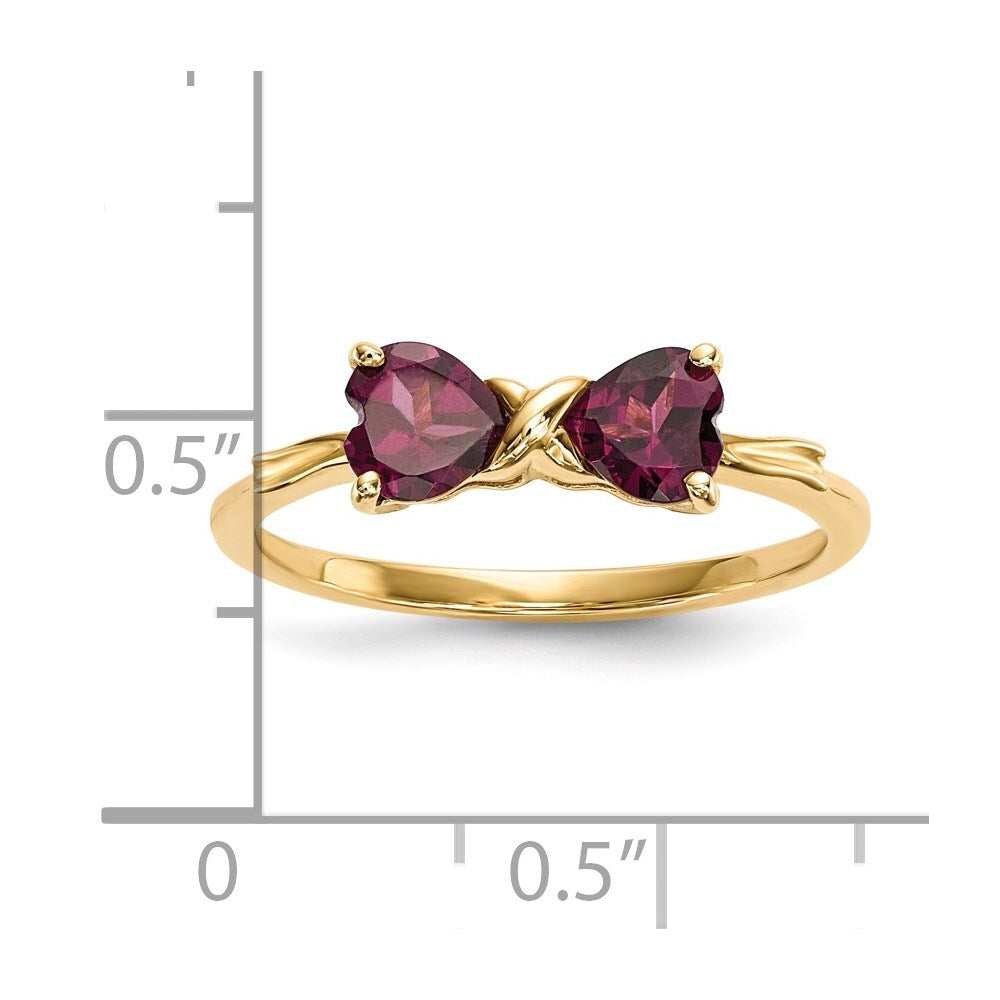 14K Yellow Gold Gold Polished Rhodolite Bow Ring