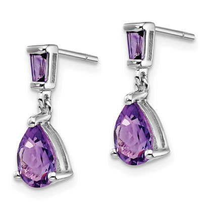 14k White Gold Amethyst Dangle Earrings Gift for Women