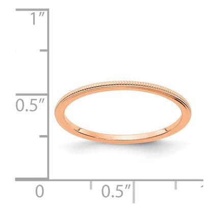 14K Rose Gold 1.2mm Milgrain Stackable Band Size 7