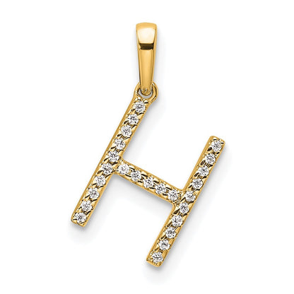 14k Yellow Gold Diamond Letter H Initial Pendant