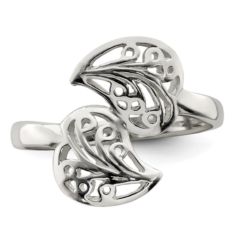 Sterling Silver Polished Filigree Ring Size 6