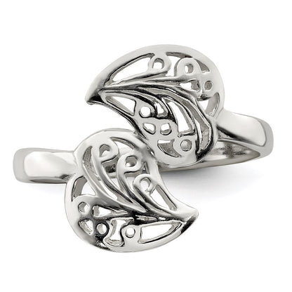 Sterling Silver Polished Filigree Ring Size 6