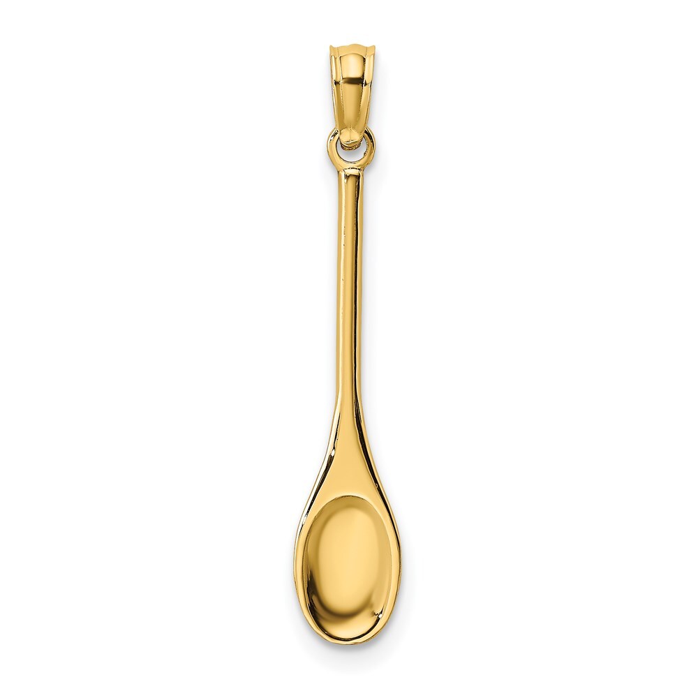 14k Yellow Gold Polished 3-D Spoon Charm Pendant for Women