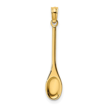 14k Yellow Gold Polished 3-D Spoon Charm Pendant for Women