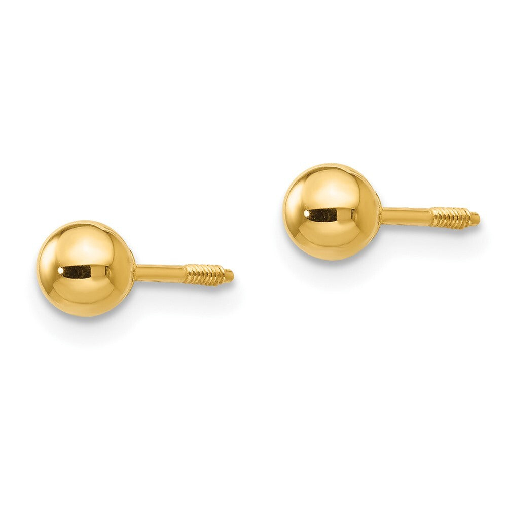 14k Yellow Gold Polished Reversible 4mm Ball Stud Earrings Gift for Women