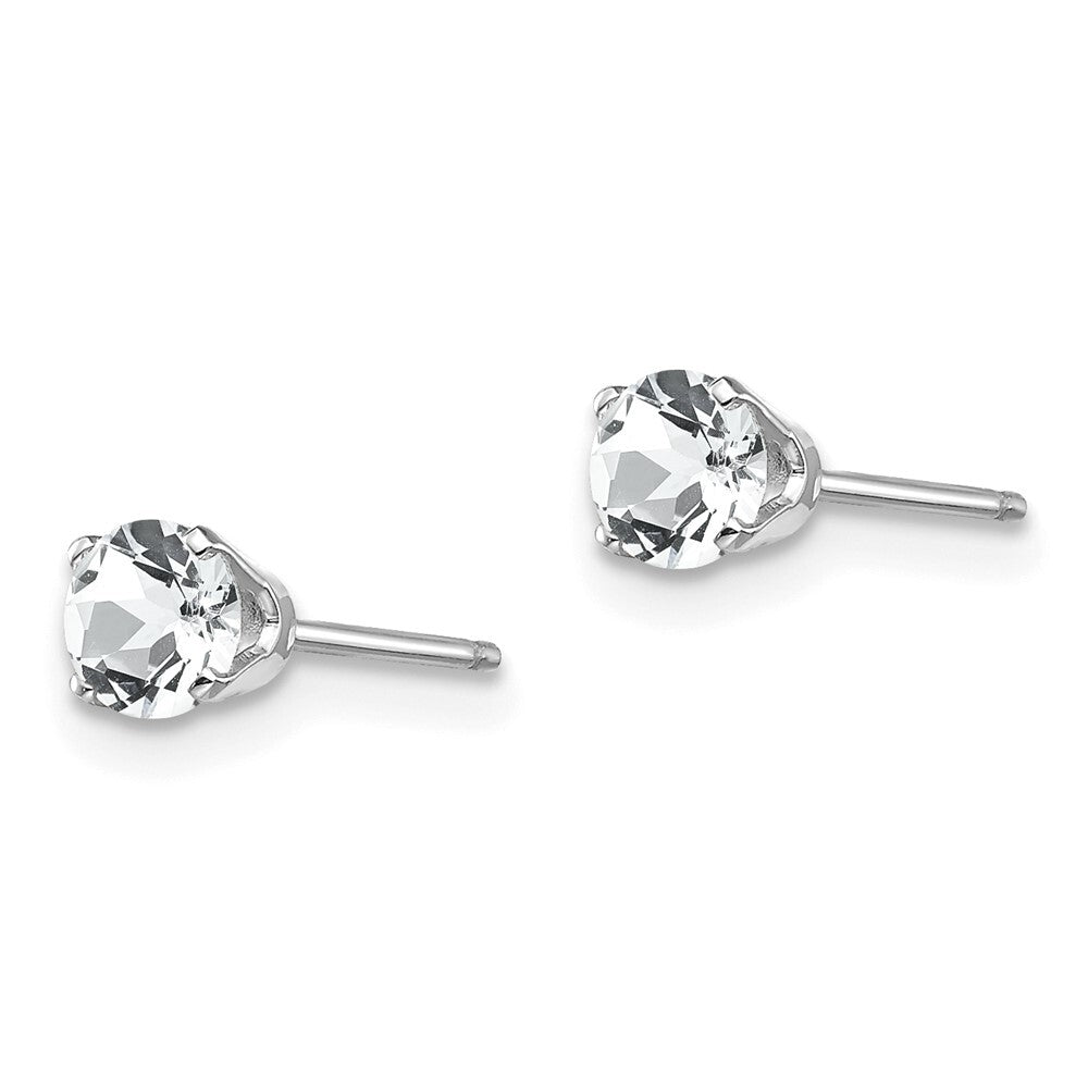 14k White Gold 4mm White Topaz Stud Earrings Gift for Women