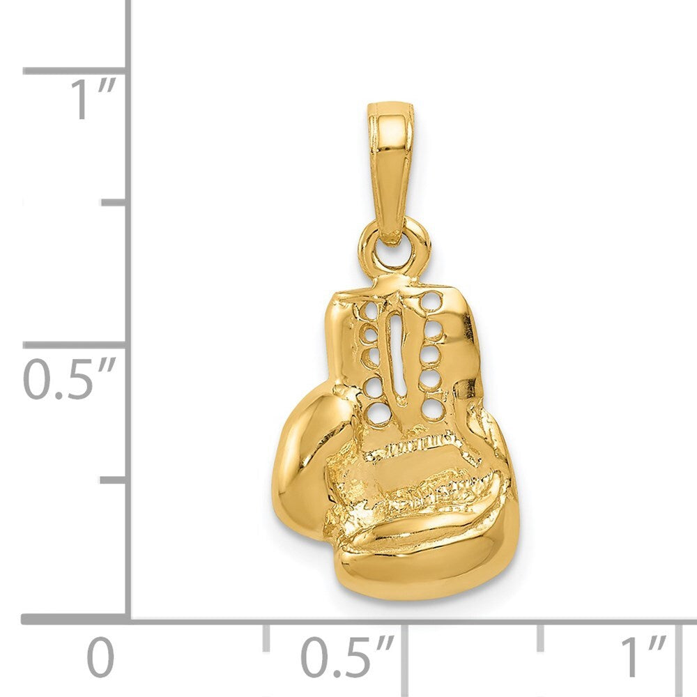 14k Yellow Gold Polished Cut-out Boxing Glove Charm Pendant for Women