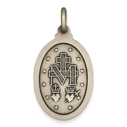 Sterling Silver Antiqued Miraculous Medal Pendant Holiday Gift for Women