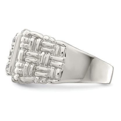 Sterling Silver Rhodium-plated Men's Cubic Zirconia Ring Size 11