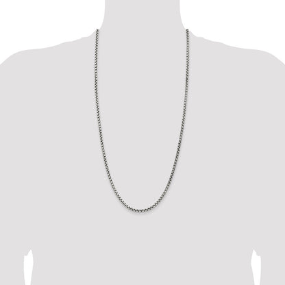 Sterling Silver Antiqued 3.6mm Round Box Chain