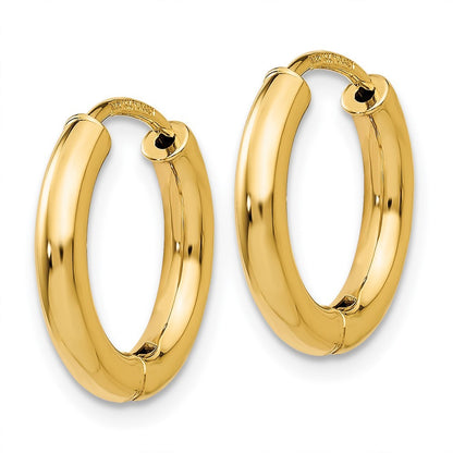 14k Yellow Gold Polished Hollow Hoop Earrings