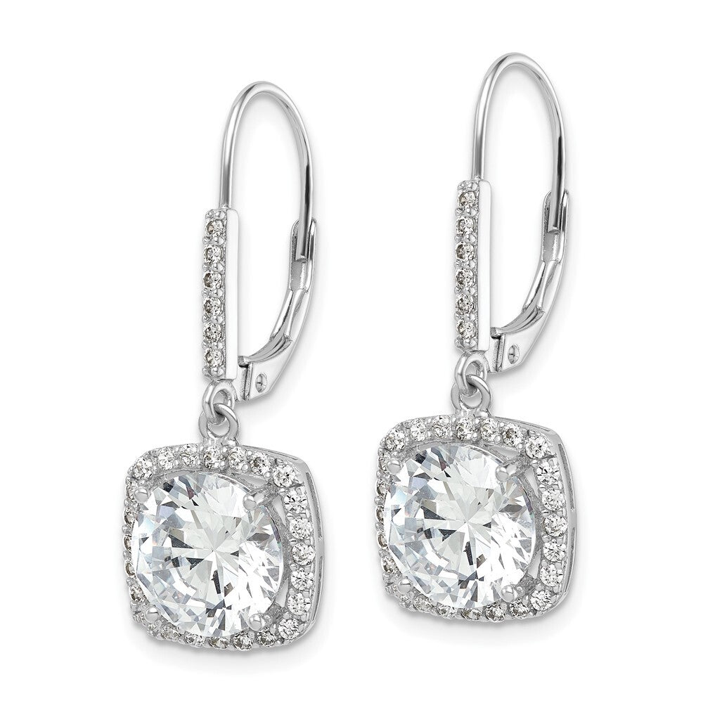 Sterling Silver Rhodium-plated Polished Cubic Zirconia Dangle Earrings