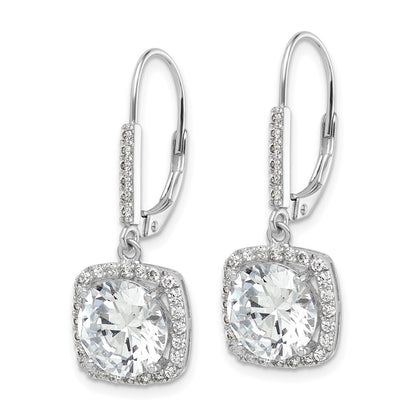 Sterling Silver Rhodium-plated Polished Cubic Zirconia Dangle Earrings
