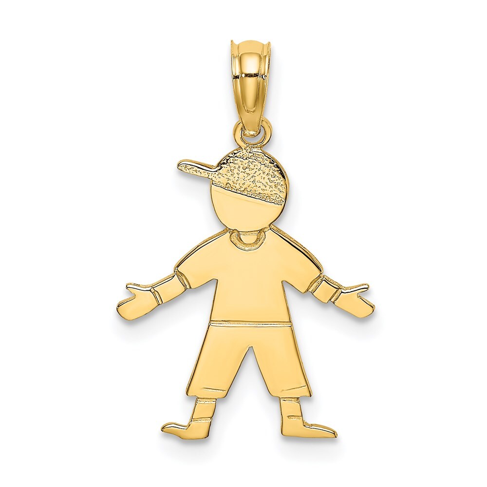 14k Yellow Gold Boy  Baseball Cap Charm Pendant for Women