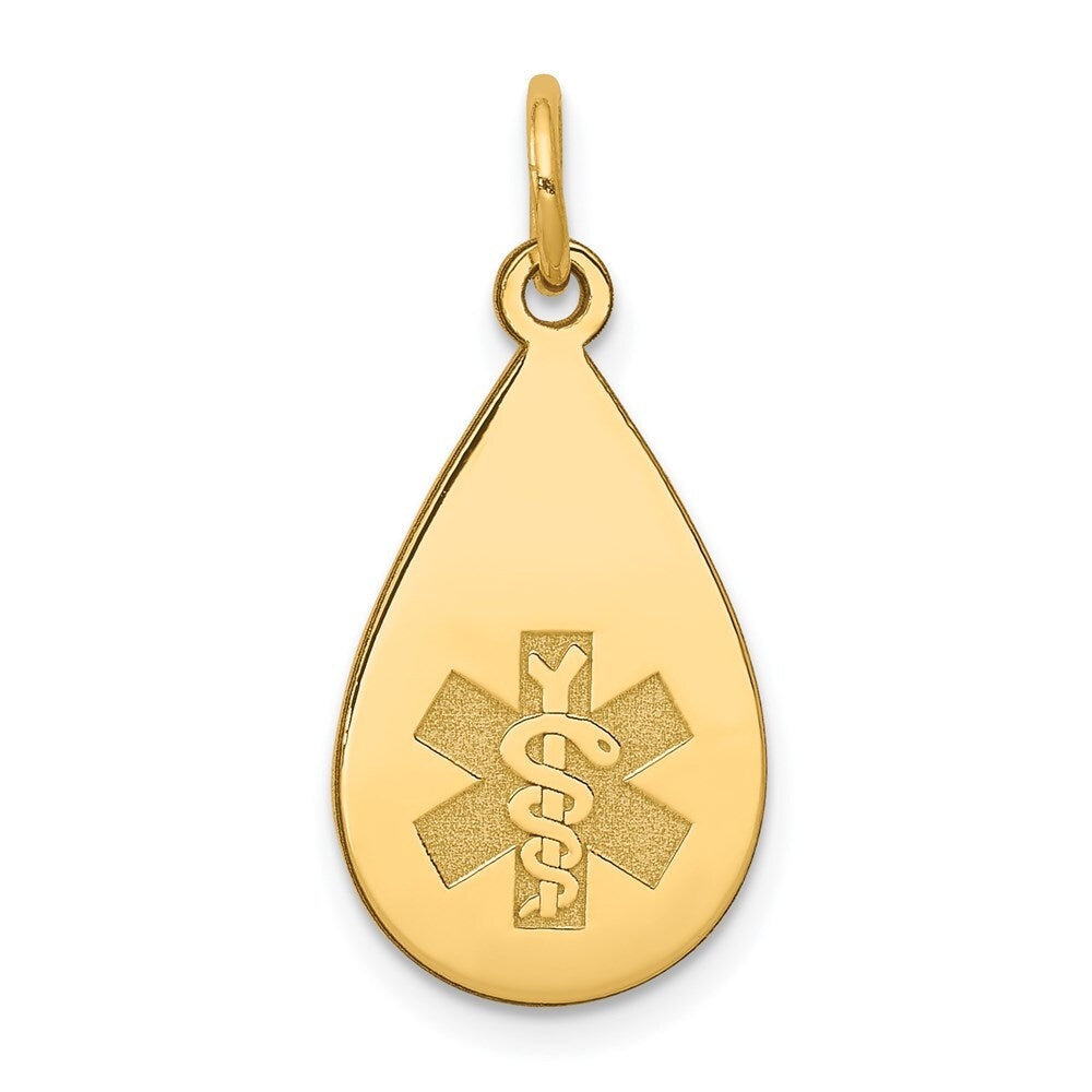 14k Yellow Gold Medical Jewelry Unenameled Pendant for Women