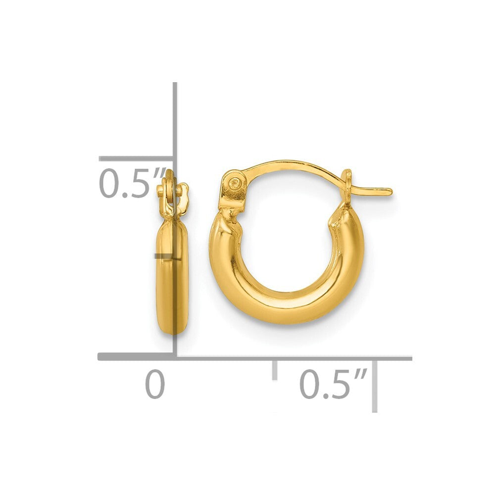 14k Yellow Gold Polished 2mm Hoop Earrings Gift for Women
