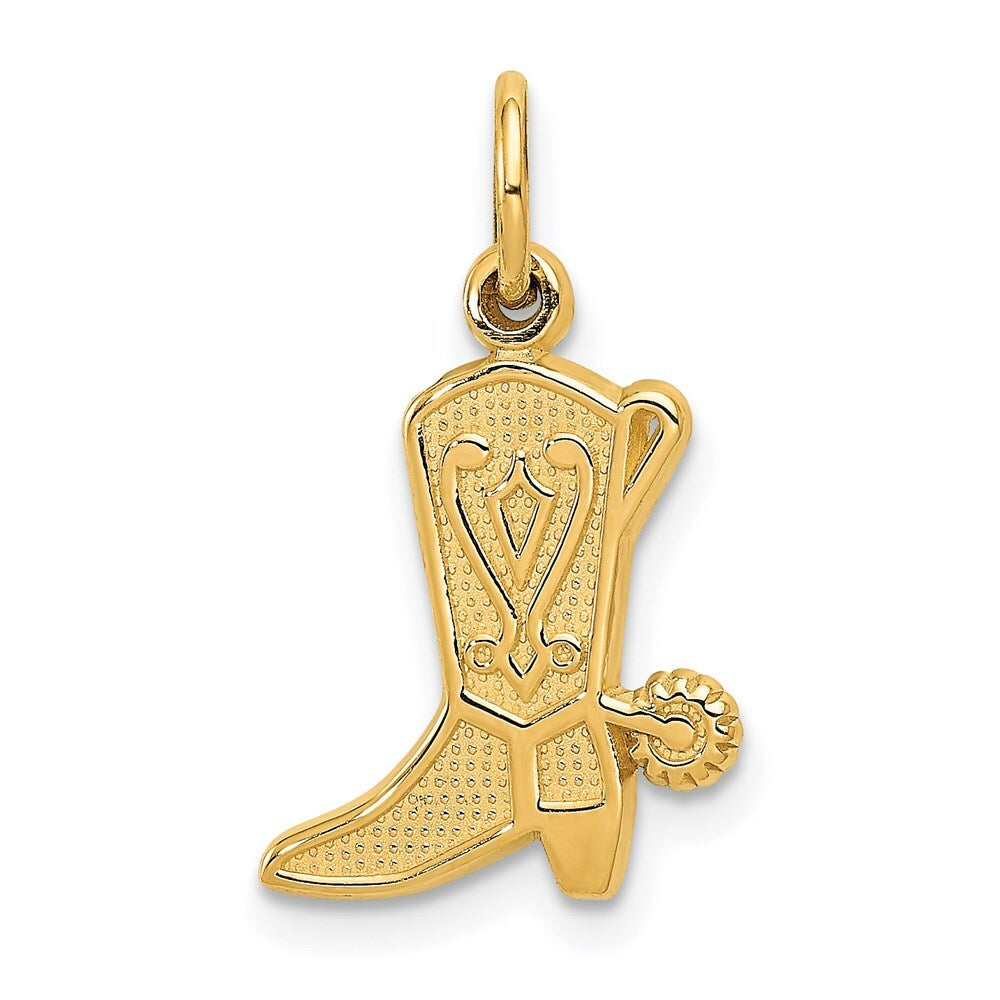 14k Yellow Gold Cowboy Boot Charm Pendant for Women