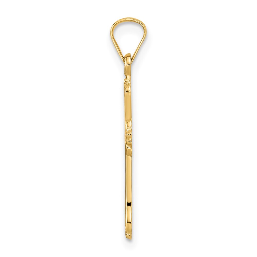 14k Yellow Gold Polished Solid Fancy Design Cross Pendant