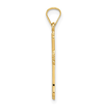 14k Yellow Gold Polished Solid Fancy Design Cross Pendant